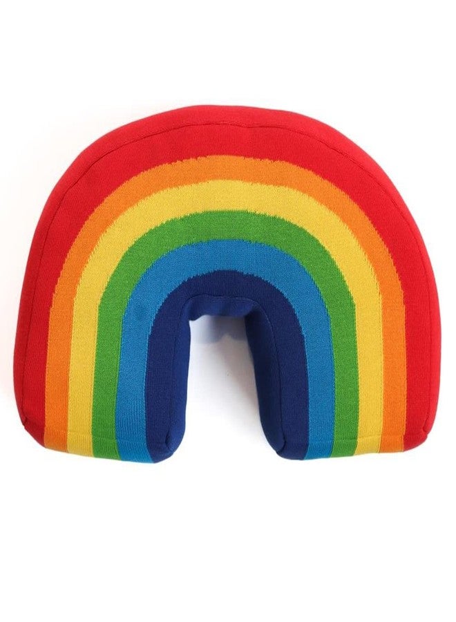 Pluchi Rainbow Cotton Knitted U Shaped Plush Pillow with Polyester Filling (Multi Color) (Luca) - Image 1